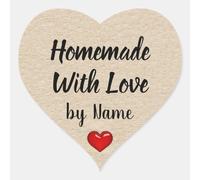 Autocollants Cœur "Homemade with Love" Personnalisés - Imperméables et Anti-Rayures - Commande Flexible pour Artisanat et Cadeaux