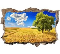 Autocollants D’Art Mural 3D Effet Spécial Vue à L’extérieur du Mur Fissuré Décoratif Amovible DIY Vinyle Décalcomanies Décalcomanies Salon Chambre Murale Arbre Nature Paysage, 80x125cm