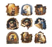 Autocollants d’art mural de trou de souris - Décalcomanie murale de trou de souris | Autocollants réalistes d'art de mur de trou de souris pour la décoration de coin de mur