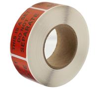 Autocollants D’avertissement Rouges, Papier Autocollant 25,4x50,8mm | Cartons et Colis Groupés, Usage Logistique et Expédition, Impression Nette, Surface Lisse, Anglais