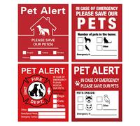Autocollants d'alerte pour animaux de compagnie, décalcomanies statiques pour fenêtre, signe de sauvetage d'urgence pour animaux de compagnie (paquet de 4) pour sauver mes animaux de compagnie dans un
