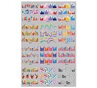 Autocollants d'art d'ongle de ligne colorée | Géométrie Colorée Lignes Tourbillonnantes Irrégulières Autocollants pour Ongles Autocollants - French Abstract Swirl Print Stickers Nail