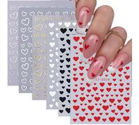 Autocollants d'art pour ongles en forme de cœur autocollants 3D autocollants autocollants pour ongles d'amour rouge motifs cœurs autocollants pour les femmes et les filles