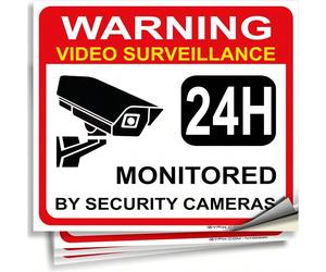 Autocollants d'avertissement de vidéosurveillance - Ensemble de 4 pièces 17,78 x 15,24 cm - Vinyle autoadhésif premium, laminé, offrant une protection UV ultime, résistance au vent et à la pluie, rési