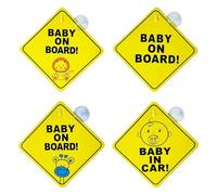 Autocollants D'Avertissement Pour Bébé, Autocollants De Voiture À Ventouse, Autocollants De Fenêtre De Voiture, Autocollants D'Avertissement En Pvc, Accessoires De Voiture 4 Pièces