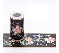 Autocollants de bordure de papier peint, Frise de papier peint décorative for murs, plafonds, salle de bain, salon, cuisine(Morning Glory on Black)