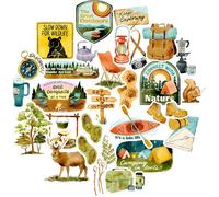 Autocollants De Camping Summer Outdoorsy Adventure (29 Unités) - Autocollants Imperméables Pour Planche À Roulettes Et Casque - Autocollants Tendance Pour Journal