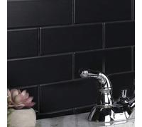 Autocollants de carrelage de style métro noir mat, autocollants de carrelage imperméables autoadhésifs pour la cuisine, la salle de bain, la cheminée, les camping-cars, etc. (noir mat), papier peint,