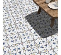Autocollants de carrelage exquis bleu jaune gris, carreaux de sol à décoller et coller, carreaux de salle de bain en PVC, autocollants de carrelage mural imperméables, carreaux de cuisine à coller, ca