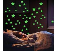Autocollants de chambre étoiles, étoiles qui brillent dans le noir - 2 feuilles d'autocollants muraux pour plafond en forme d'étoile,Autocollants étoiles pour chambre d', décoration pour interrupteur,