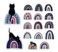 Autocollants de chat, autocollants calmes, 16 pièces d'autocollants apaisants d'humeur à texture de pierre concassée, bandes sensorielles, autocollants réutilisables à motif de chat arc-en-