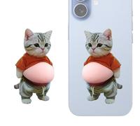 Autocollants de chat de dessin animé - Décoration adhésive 3D pour journaux | Matériau PVC avec motif amusant, design mignon à presser sur le ventre, décoration de fête, utilisation intérieure et
