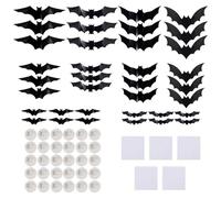 Autocollants de Chauve-Souris pour Halloween- Glow-in-The Dark Black Bat décalcomanies pour lesmurs, lesfenêtres et lesportes | Art Mural d'halloweenimperméable et réutilisable, décorations de BRIC