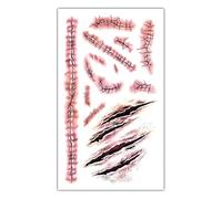 Autocollants de cicatrice d'horreur - tatouages enroulés temporaires, autocollant d'Halloween effrayant | Fake Blood Face Makeup, Zombie Special FX Autocollants - Occèdes du corps réalistes pour les f