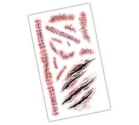 Autocollants De Cicatrices - Maquillage De Simulation De Décalcomanies D'Halloween, Fausses Marques De Blessures, Effets D'art Corporel, Coupes De Costumes Réalistes | Feuilles De Décalcomanies Pour V