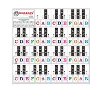 Autocollants de clavier de piano pour claviers de 37/49/61/88 touches amovibles, transparents, grandes lettres colorées pour enfants, débutants, pratique d'apprentissage du piano