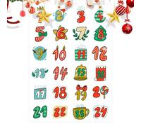 Autocollants de compte à rebours de Noël - 1 à 24 étiquettes d'étanchéité, autocollants de numéros de vacances pour cartes, enveloppes, sacs à biscuits | Décalcomanies rondes festives, marqueurs de