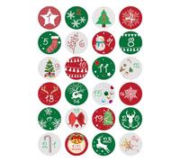 Autocollants De Compte À Rebours De Noël | Chiffres 1-24 Étiquettes Rondes Pour Fêtes | Autocollants Pour Cartes Laptop Téléphone Gourde Valise Enveloppes Skateboard | Décoration Festive Et
