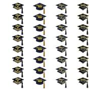 Autocollants de couverture de remise des diplômes 2025 | Autocollants de couverture de classe d'étiquettes 2025, 32x étiquettes de chapeau noir, enveloppes d'invitation pour l'école