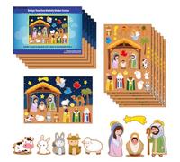 Autocollants de crèche, autocollants de crèche, loisirs créatifs amusants de Noël - Autocollants de crèche de Noël chrétiens, autocollants de thème de Noël de dessin animé, autocollants de crèche pour
