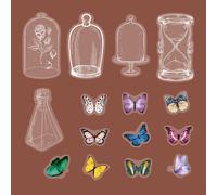 Autocollants De Décoration En Forme De Papillon Champignon, Étiquette Scrapbooking, Accessoire De Journal, Papeterie Esthétique, Pour Tenir Compte Des Animaux De Compagnie, 40 Pièces