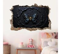 Autocollants De Décoration Murale 3D Écrasés Papillon Autocollant Mural Fond Noir Tatouage Mural Pour Chambre D'Enfant Chambre De Bébé Salle Décoration D'Intérieur