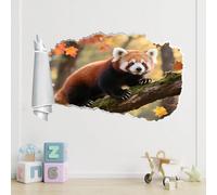 Autocollants De Décoration Murale 3D, Panda Roux Autocollants De Sol Imperméables Amovibles, Forêt De Branches D'Arbres Smashed Stickers Muraux Pour Maison Décoration Murale