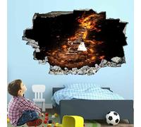 Autocollants de décoration murale 3D Smashed Guitar Wall Sticker Flame Instrument Wall Tattoo for Nursery Wall Décor Girls Kids Baby Bedroom Bathroom Living Room Home Decor