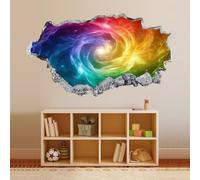 Autocollants de décoration murale Couleur Arc-en-ciel Du Vortex Cosmique Stickers Muraux Stickers Muraux 3D Famille mural pour chambre d'enfant, salon, pépinière, décoration murale 48x84cm