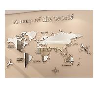 Autocollants de Décoration Murale Miroir Acrylique 3D, Autocollants Muraux Miroir Carte du Monde Amovibles, Autocollants de Décoration Murale Adhésifs Bricolage pour Décor de Fond de Maison de Salon (