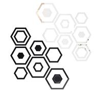 Autocollants De Décoration Murale Miroir Polygone, 96 Pièces D'autocollants De Miroir Acryliques Amovibles, Autocollants Muraux En Acrylique Miroir Auto-Adhésifs (Noir + Argent)