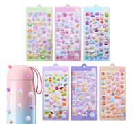 Autocollants de dessin animé - Autocollants d'animaux 3D réutilisables, étiquettes décoratives colorées, lot d'autocollants imperméables ludiques, accessoires de bricolage créatifs, kit amusant à