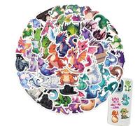Autocollants de dessin animé Dragons : décalcomanies colorées pour ordinateur portable, motifs amusants pour bouteilles d'eau | Paquet de vinyle esthétique et durable, art fantastique imperm able