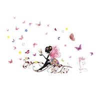 Autocollants de Fée de Fleur, Autocollant Mural en PVC Fée Fleur Paon Vinyle Art Décalcomanie Fille Chambre Décor à la Maison Amovible