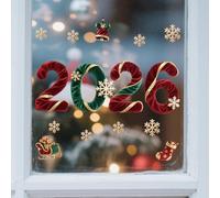 Autocollants de fenêtre de Noël 2026, décorations de Noël imperméables et réutilisables, chiffres et motifs de vacances, images de fenêtre de Noël grand pour la maison, le bureau, la vitrine