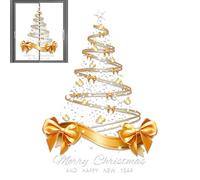 Autocollants de fenêtre de Noël - 65,59 x 45,7 cm en PVC double face | Arbre de Noël doré pour verre | Pour maison, cuisine, salle de classe, fête, mur de bureau