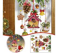 Autocollants de fenêtre de Noël Autocollants de Noël Fenêtre Photos Autocollants de fenêtre de Noël DIY Portes Vitrines Balai Magique Double Face (red, One Size)
