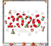 Autocollants de fenêtre de Noël - Chiffres statiques 2026 | Décoration de fenêtre pour la maison, conception de, vitrines intérieures, salles de classe, bureaux, écoles, restaurant