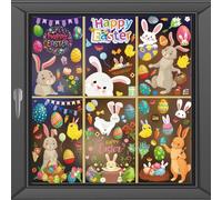 Autocollants de Fenêtre de Pâques, 9 Feuilles Stickers Paques Fenetre, Autocollants de Pâques, Fenêtre Stickers Paques Decoration, Autocollants Oeufs de Pâques, Autocollants Pâques Fenêtre (Couleur B)