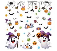 Autocollants de fenêtre d'Halloween mignons pour décoration de fenêtre d'Halloween, double décalcomanie pour décoration de fête d'Halloween, blanc BAr168 (blanc, 20 x 30 cm)