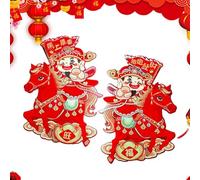 Autocollants De Fenêtre Du Nouvel An Année Du Cheval - Décoration De Porte Festive | Décoration Adhésive Temporaire En Carton - Amovible Sans Résidus Pour Appartement Bureau Café Restaurant Fête