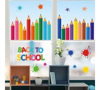 Autocollants de fenêtre en forme de crayon avec 9 feuilles d'autocollants pour vitres, carreaux et miroirs