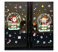 Autocollants de fenêtre noël, autocollants en verre amovibles, flocon neige du père, statiques for arbre, miroir nouvel an(50x70cm-08)