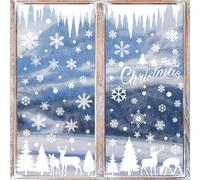 Autocollants de fenêtre Noël Stickers de Noël 9 feuilles décoration de fenêtre, colorés double face - adhésif statique - 214 pièces
