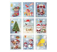 Autocollants de fenêtre pour verre, décorations de Noël - Décorations de décalcomanies en verre d'hiver - Décoration de fenêtre réutilisable de 9 feuilles pour porte, bar, hôtel, mur, cent