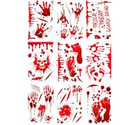 Autocollants de Fenêtre Sanglants - 9 Autocollants Étanches Halloween - Décorations Effrayantes Réalistes pour Maison Porch Mur Porte École Salle de Bain Garage