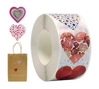 Autocollants de fête de saint | 500 pièces d'autocollants en forme de cœur imperméables, rouleaux de motifs amoureux - pour mariages, fêtes, enveloppes, invitations, créations et activités de