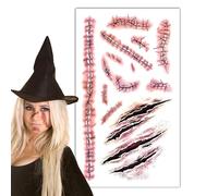 Autocollants de fête d'horreur d'Halloween, autocollants de cicatrices d'horreur,Autocollants de terreur d’Halloween | Accessoires de farces pour décalcomanies faciales, simulation de décoration de ma