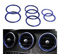 Autocollants de garniture de ventilation de climatisation de décoration de bague de sortie de climatisation de voiture 7X bleu rouge, for Mercedes-Benz, classe C W205 Glc(Blue)