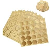 autocollants de gaufrage Lot de 250 autocollants en forme de cœur en relief doré for enveloppe, emballage cadeau, autocollant for décoration d'invitation de fête de mariage(Golden heart)